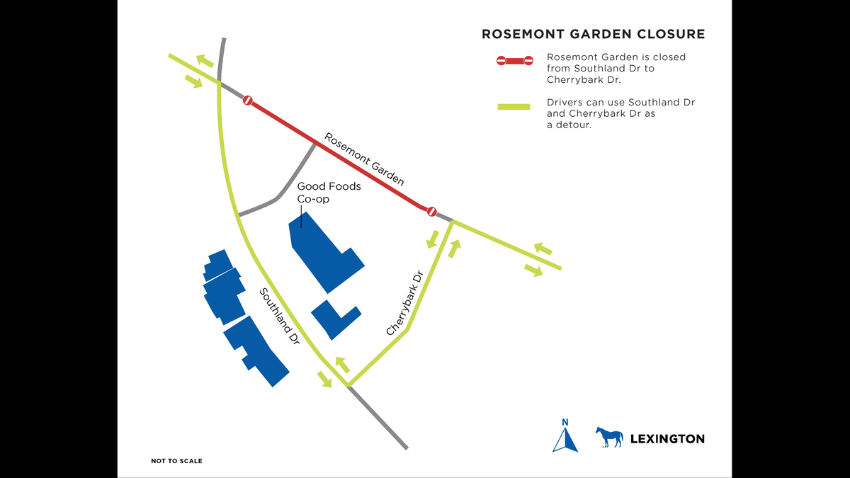 A section of Rosemont Garden in Lexington, Ky. will be closed for about one month because of sanitary sewer construction.