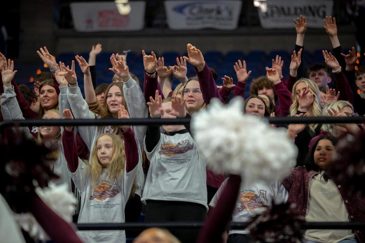 The Ashland Blazer student section cheers for the Kittens during their opening-round win.