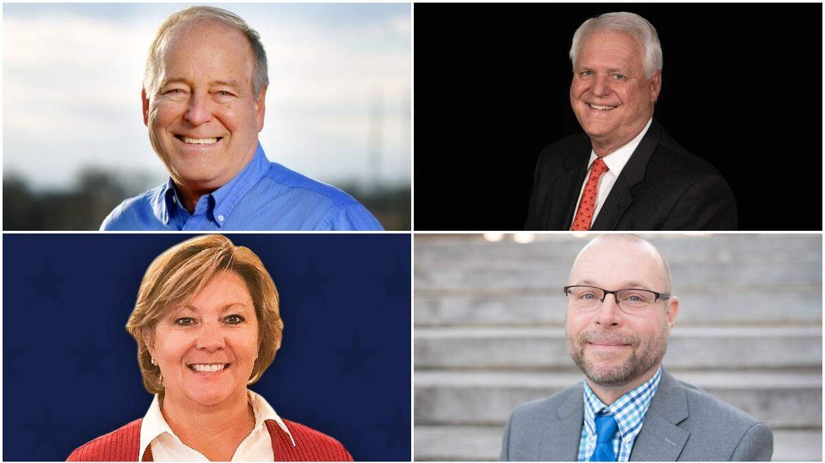 (clockwise starting from the top left) 20th Senate District Republican candidates Gex “Jay” Williams of Boone County, Mike Templeman of Frankfort, Calen Studler of Frankfort and Phyllis Sparks of Boone County.