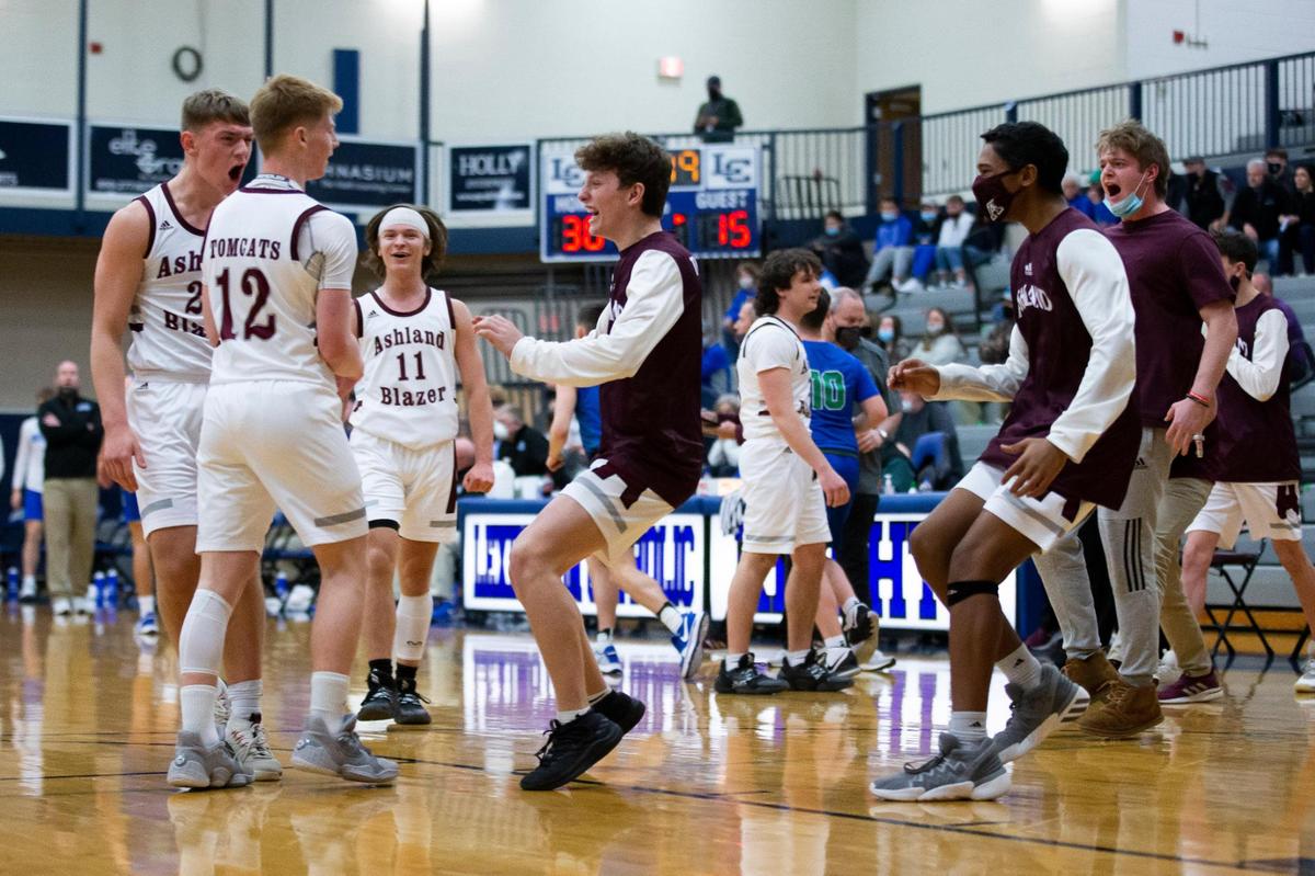 Ashland Blazer players celebrated during their win over North Laurel at Lexington Catholic on Friday night.