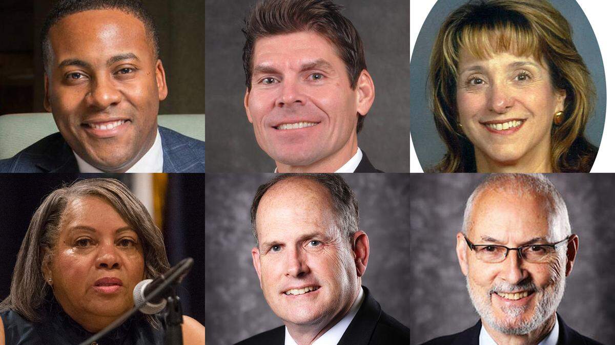 Six people are vying for three at-large spots on the Lexington-Fayette Urban County Council. The top vote-getter will become vice mayor. They are, from left to right: Adrian Wallace (top), Chuck Ellinger, Connie Kell, Lillie E. Miller-Johnson (bottom), Richard Moloney and Steve Kay.