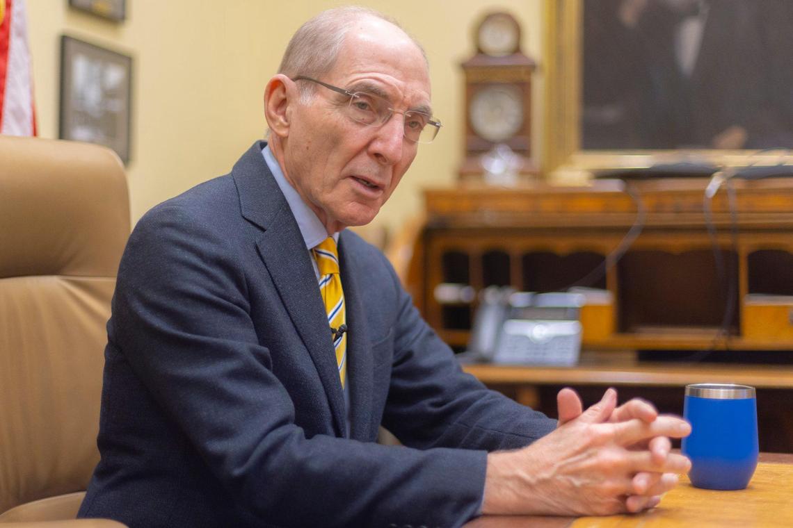 University of Kentucky President Eli Capilouto is photographed at the administration building on the UK campus in Lexington, Ky., on Friday, Jan. 12, 2024.