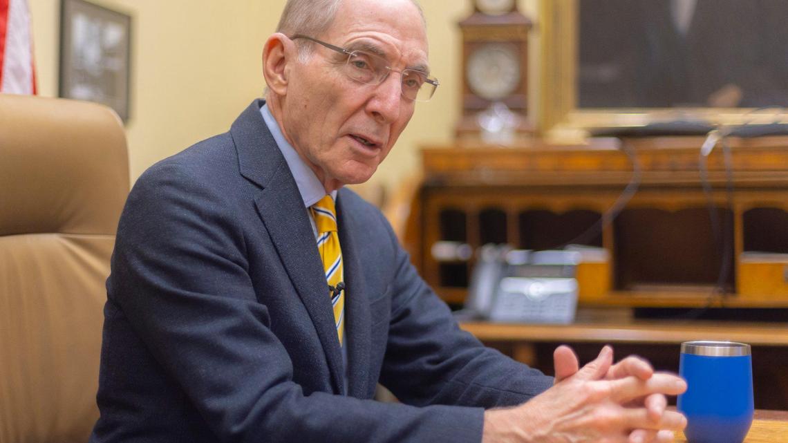 University of Kentucky President Eli Capilouto is photographed at the administration building on the UK campus in Lexington, Ky., on Friday, Jan. 12, 2024.