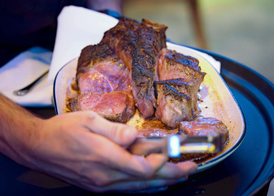 Steaks are on the menu at The V, including 56 oz. Porterhouse that are served table side.
