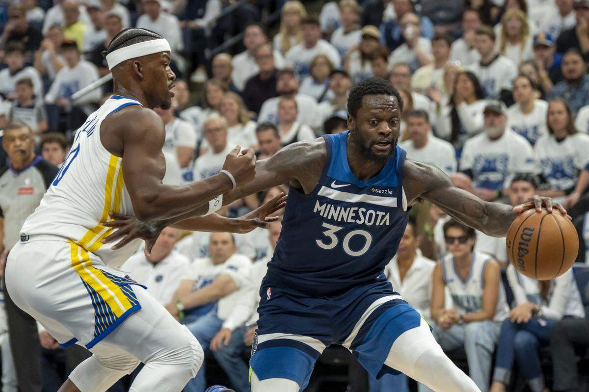 In Minnesota’s 4-1 series win against Golden State in the Western Conference semifinals, ex-Kentucky star forward Julius Randle (30) averaged 25.2 points, 6.6 rebounds and 7.4 assists to lead the Timberwolves.