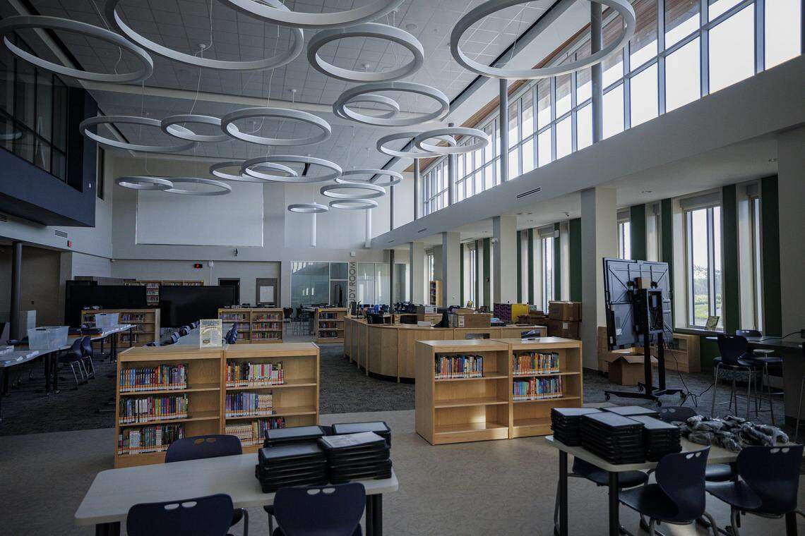 The library and media center on Monday, Aug. 11, 2025, at Mary E. Britton Middle School in Lexington, Ky.