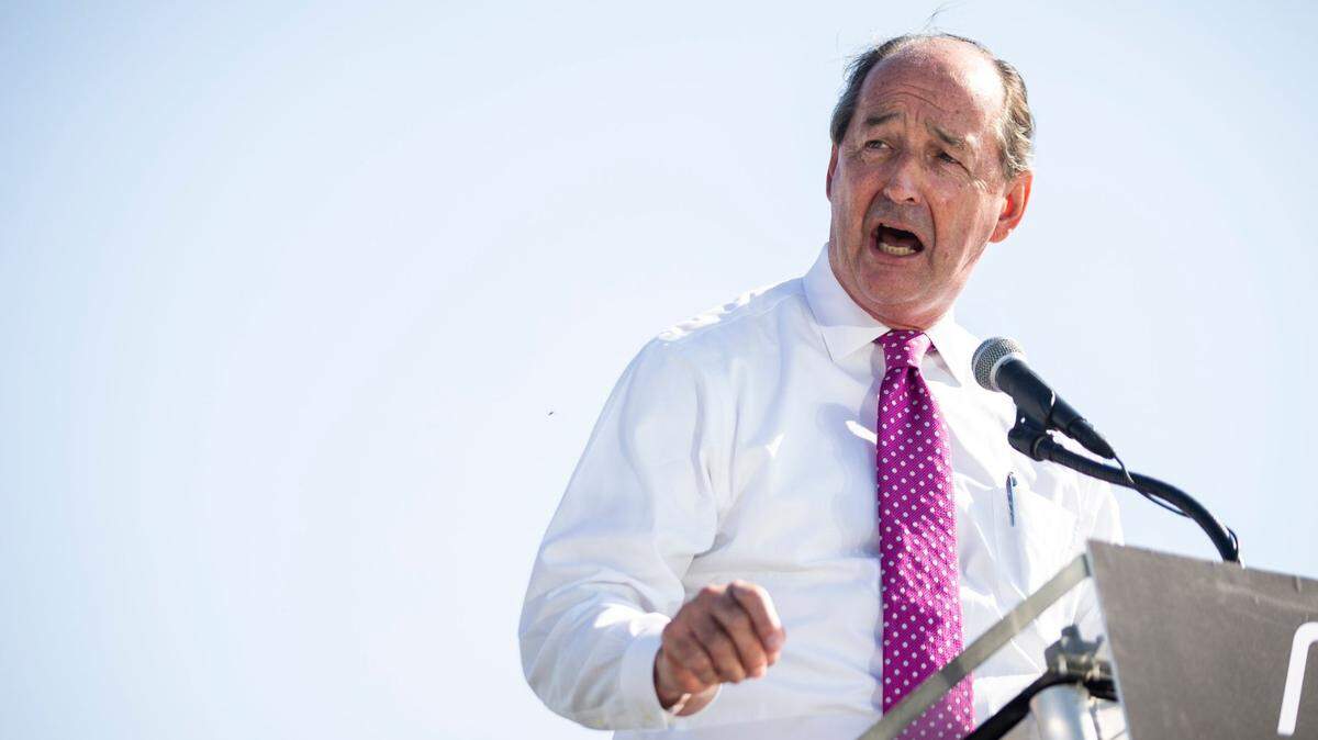 Senior Advisor to Gov. Andy Beshear, Rocky Adkins, speaks at a press conference in Morehead in 2020.