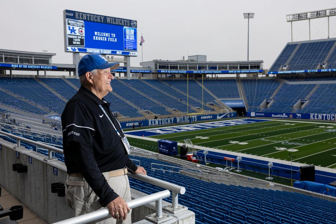 Howard McKenzie, 88, says he walked 3 miles while performing his guest-services role at Kroger Field during Kentucky’s 44-14 season-opening win over Ball State.