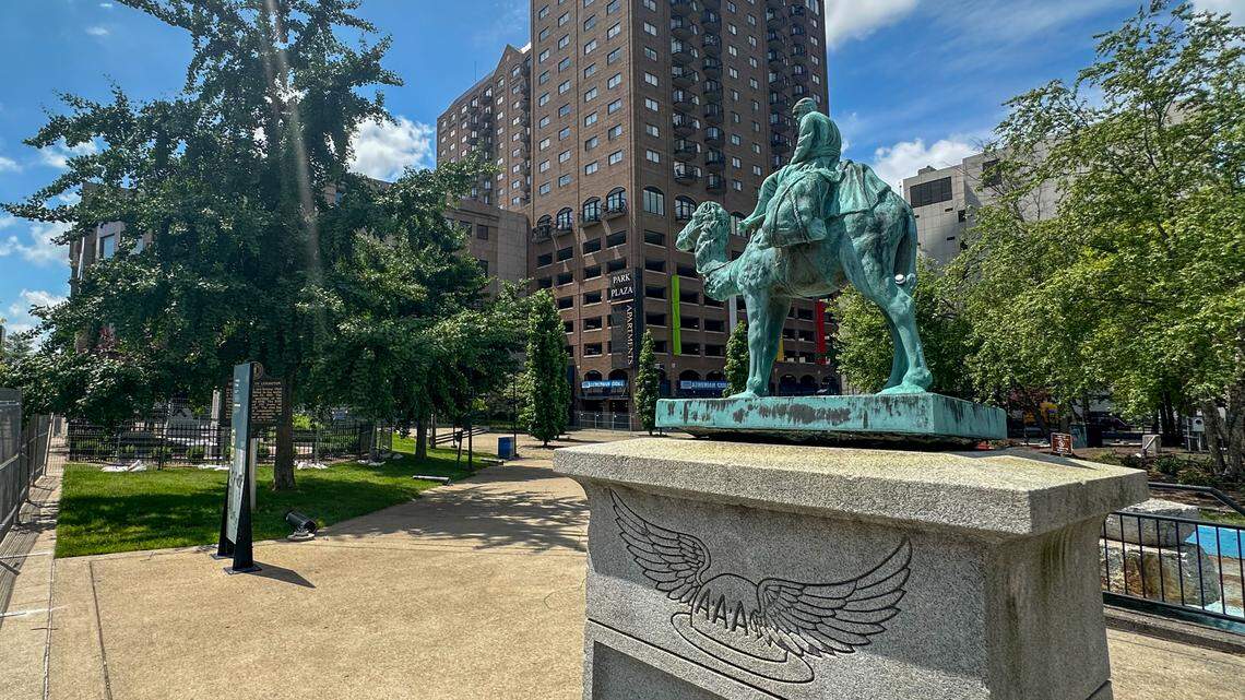 The monument was a gift to the Lexington Automobile Club from William M. Ingram and was dedicated Nov. 20, 1926, according to a June 30, 1931 issue of the Lexington Leader.