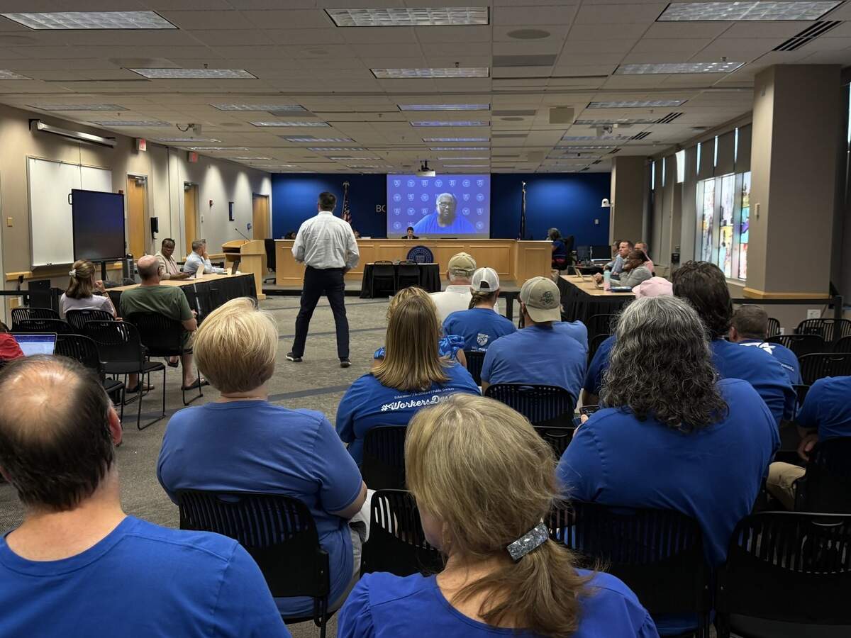 Attendees gather for a Fayette County Board of Education meeting on June 10, 2026.