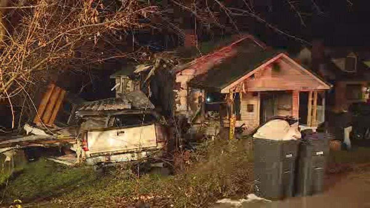 A home on Letcher Avenue in Frankfort was destroyed after a truck crashed into it and caused a fire.