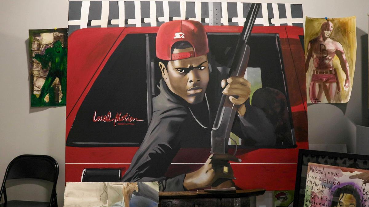 Artwork made by Pierce Birdsong in his Art Inc. Kentucky artist studio on East Third Street.