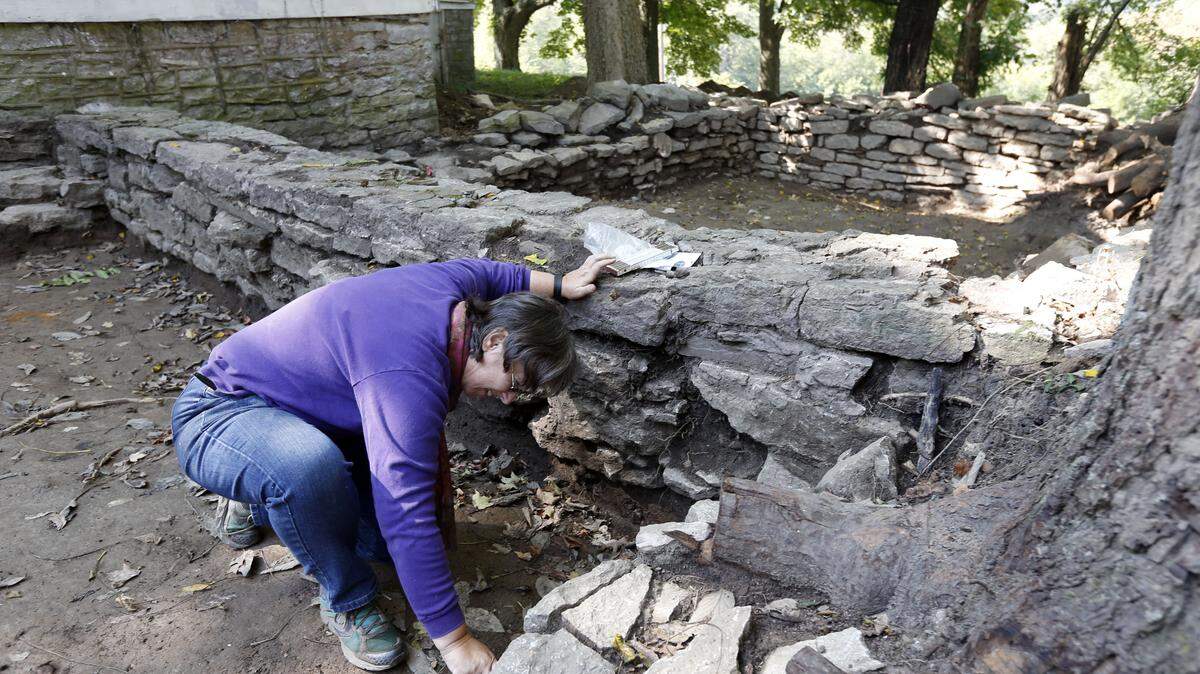 Kim McBride, co-director of the Kentucky Archaeological Survey, took soil samples last month at the Oscar Pepper home site near the Woodford Reserve Distillery on McCracken Pike near Versailles.