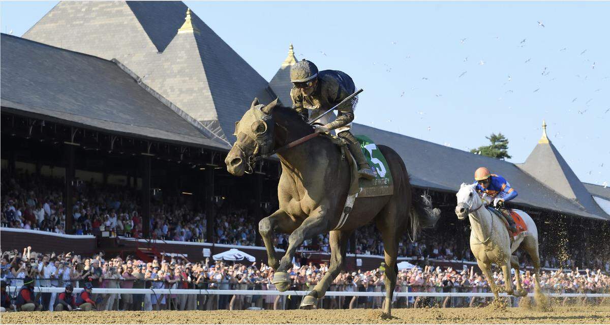 Flavien Prat guides Sierra Leone to victory in the Whitney Stakes at Saratoga Race Course in New York.