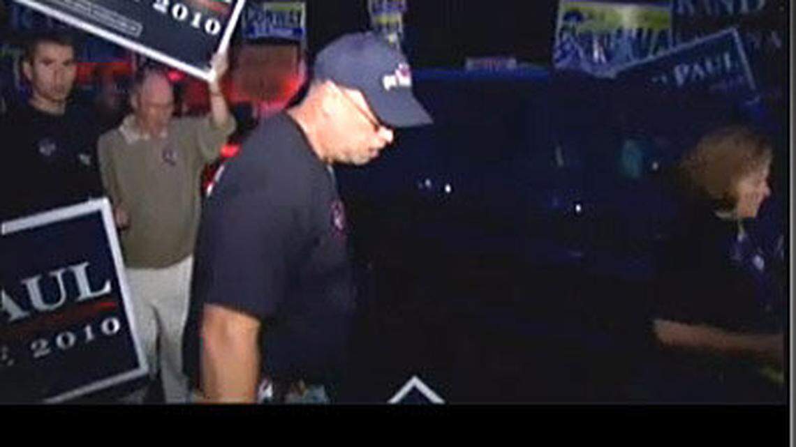 Timothy Profitt, center, of Bourbon County ﻿faces a fourth-degree assault charge after Monday's incident outside KET studios.