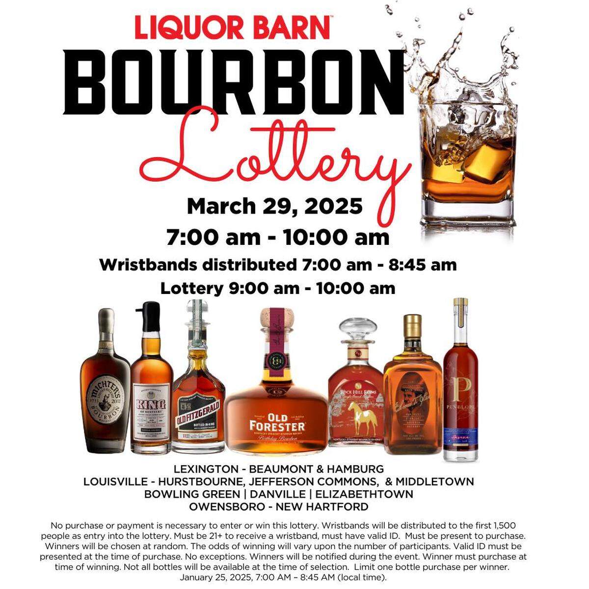 Liquor Barn is holding a lottery at some stores to select customers who will be allowed to buy limited release bottles of bourbon.