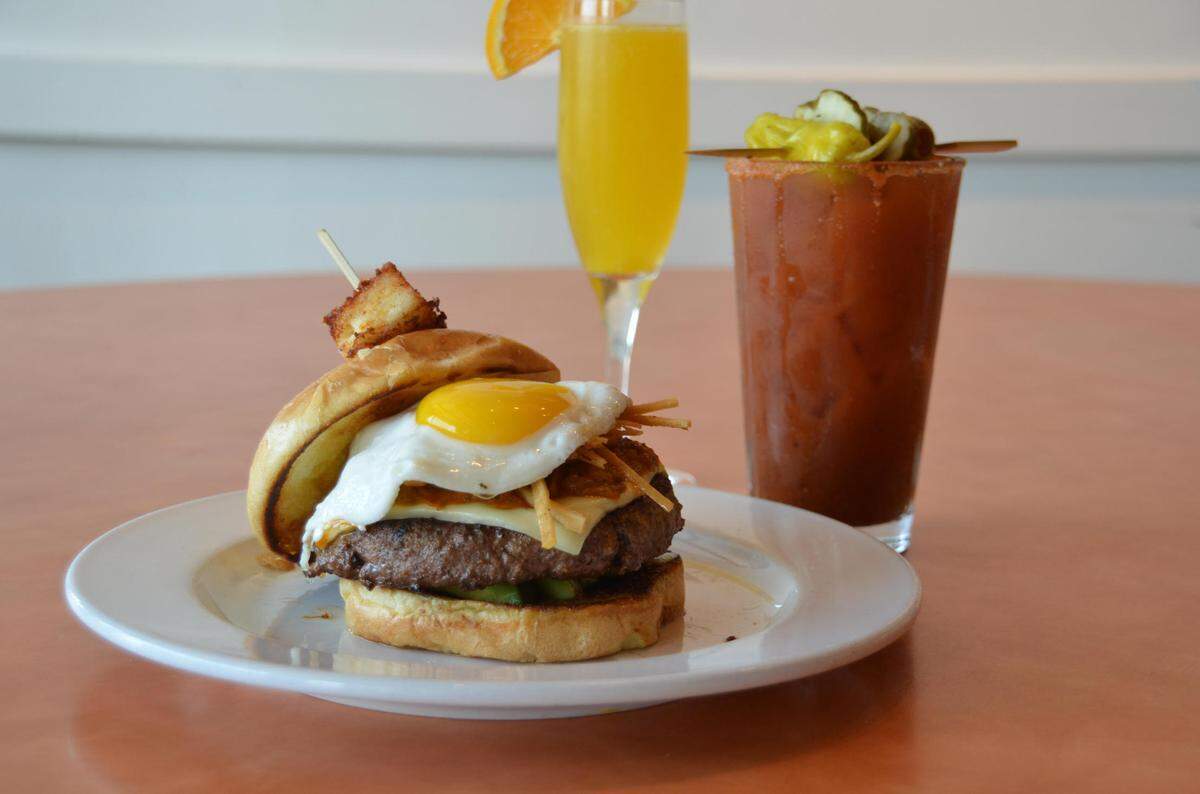 The Huevos Locos Burger from Wild Eggs, Palomar.