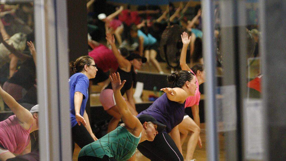 Participants get a workout during a 100-minute turbokick class at Urban Active in Lexington, Ky., Saturday, September 3, 2011. Urban Active has now been acquired by LA Fitness. Photo by Matt Goins 12583