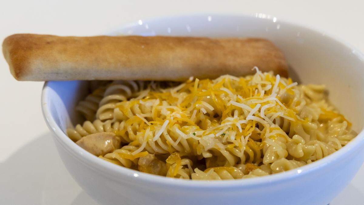 Three-Cheese Macaroni with chicken ($16.25) is one of five American-style pastas on the menu at Nothing But Noodles. Other’s include Beef Stroganoff, and Southwest Chipotle. 