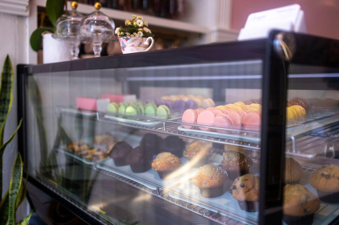 Lexington Tea and Brie serves pastries and macarons from La Petite Delicat.