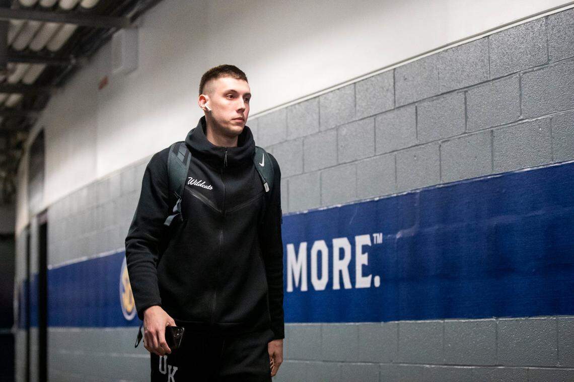 Kentucky guard CJ Fredrick walks into Bridgestone Arena in Nashville before Kentucky’s game against Vanderbilt in the SEC Tournament last week.