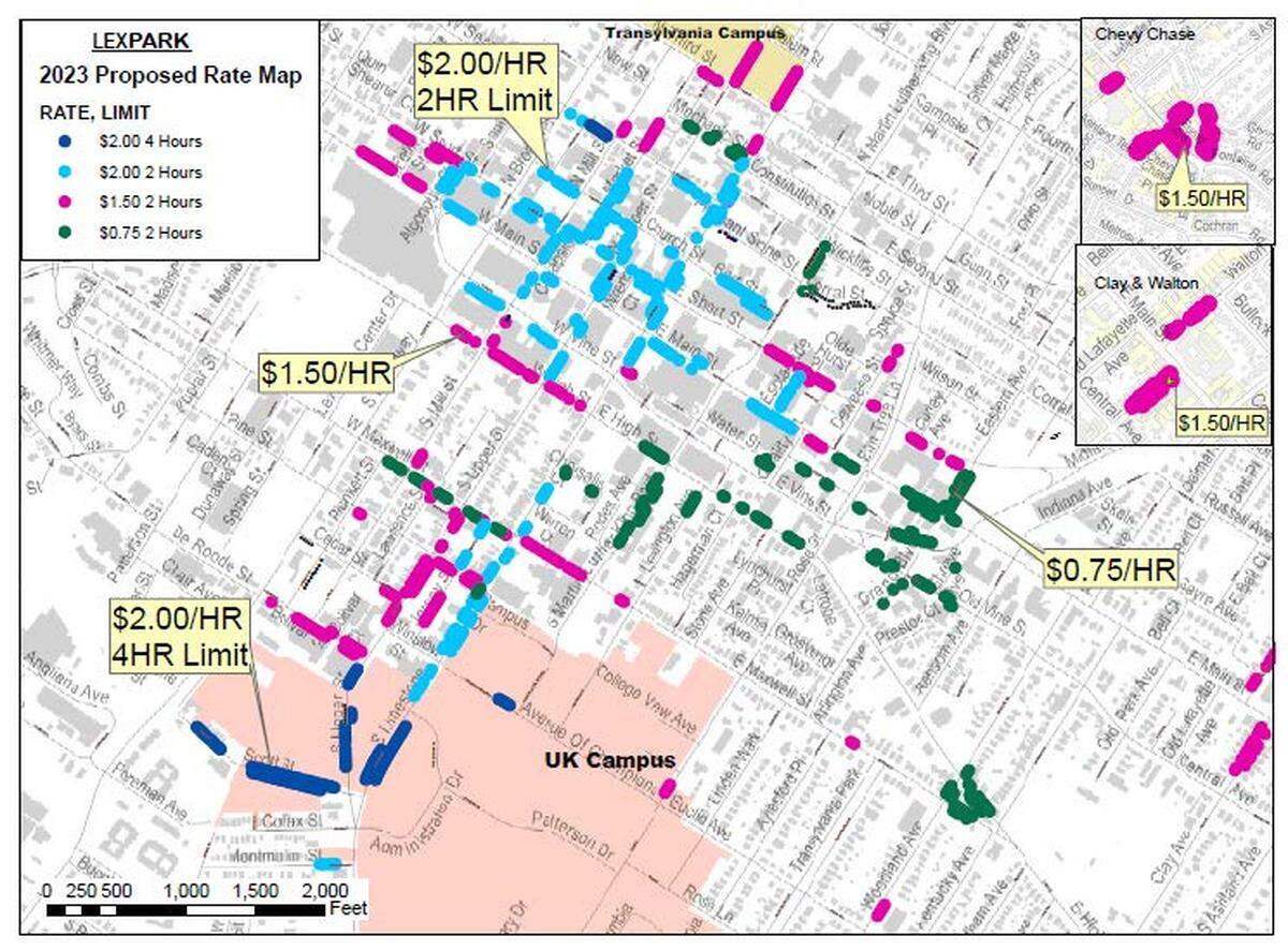 The Lexington Parking Authority, which oversees metered parking and four public parking garages, announced new rates on Friday. It will also extend metered parking enforcement times from 9 a.m. to 9 p.m. Monday through Saturday.