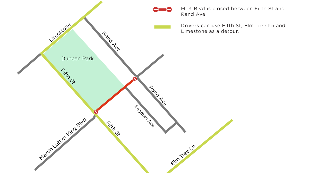 Part of Martin Luther King Boulevard in downtown Lexington will be closed for a month for sanitary sewer construction.