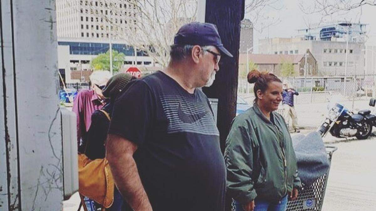 Some of Lexington’s homeless wait in line at Lighthouse Ministries for meals before the establishment of the cooling center.