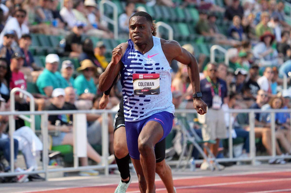 Christian Coleman, a former college star at Tennessee who has been serving as a volunteer assistant coach at UK, put up Thursday’s fastest time in the men’s 100-meter preliminaries.