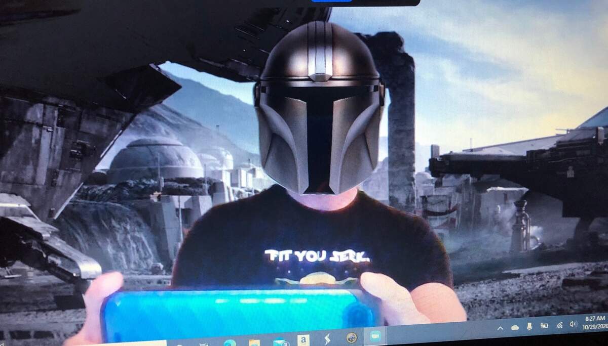 Shad Lacefield, teacher at Garden Springs Elementary, dresses as The Mandalorian for his fourth grade class as part of a new costume he wears every day while he teaches.