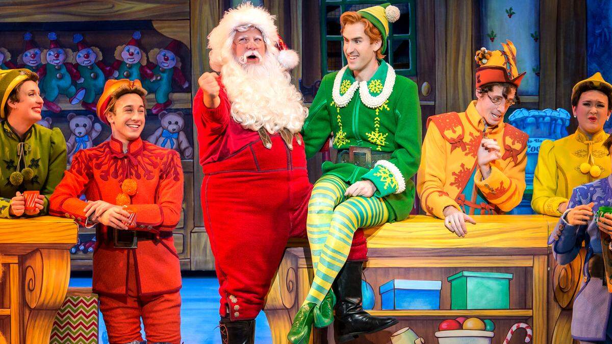 Mark Fishback as Santa and Eric Williams as Buddy in “Elf The Musical” coming to the Lexington Opera House.