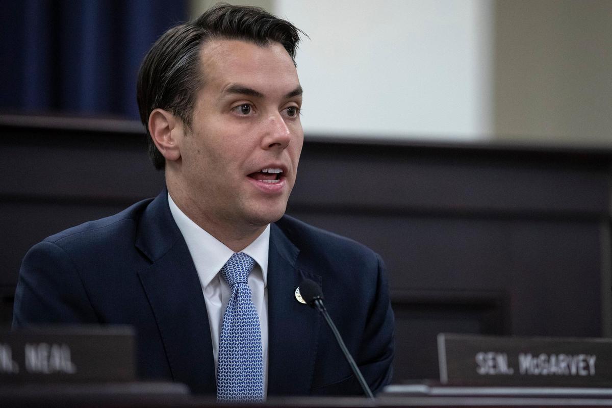 Kentucky Sen. Morgan McGarvey, D-Louisville, asks a question during a Kentucky Senate Appropriations and Revenue Committee hearing at the Kentucky state Capitol Annex in Frankfort, Ky., Tuesday, Feb. 11, 2020.