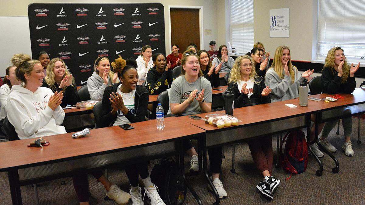 Transylvania women’s basketball celebrates its NCAA Division III Tournament Selection on Monday.