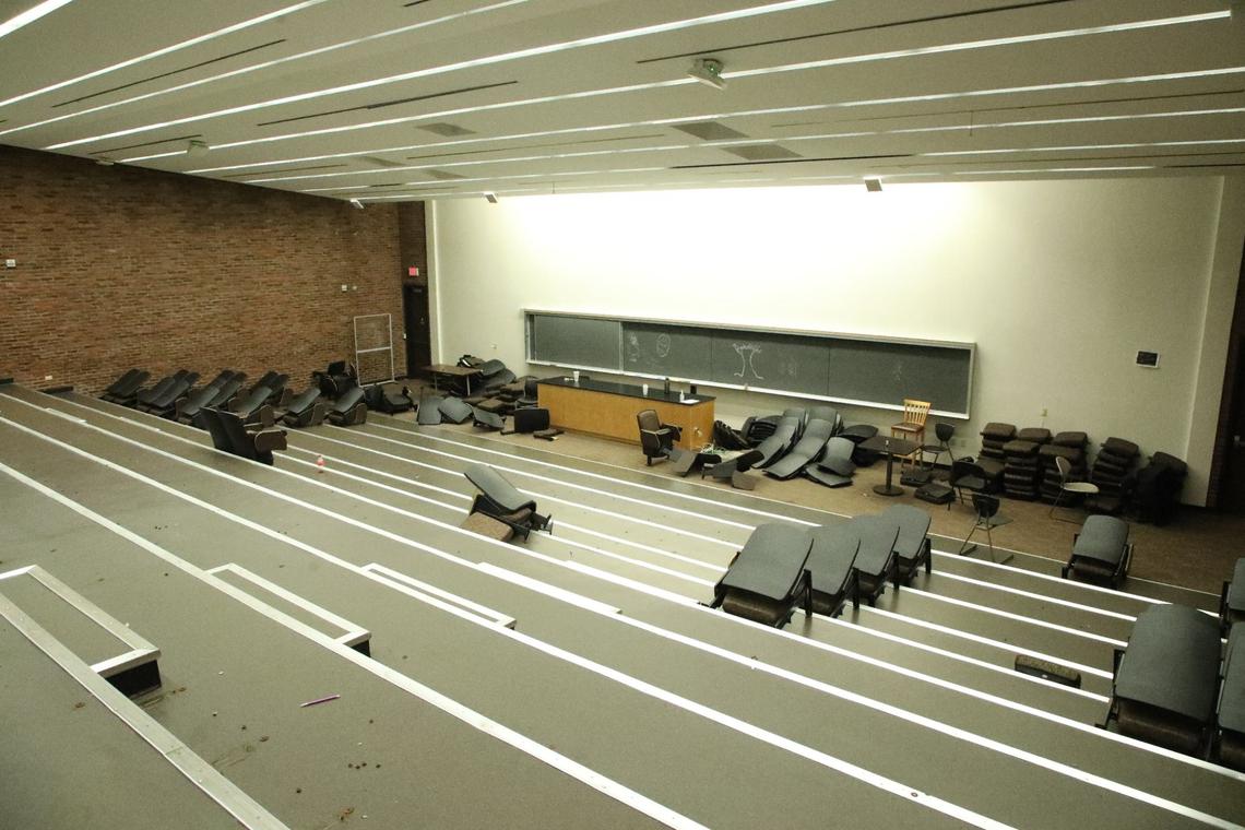 Furniture has already begun being removed from White Hall prior to the start of major renovations. The building will close later this summer, and re-open for the fall 2026 semester.