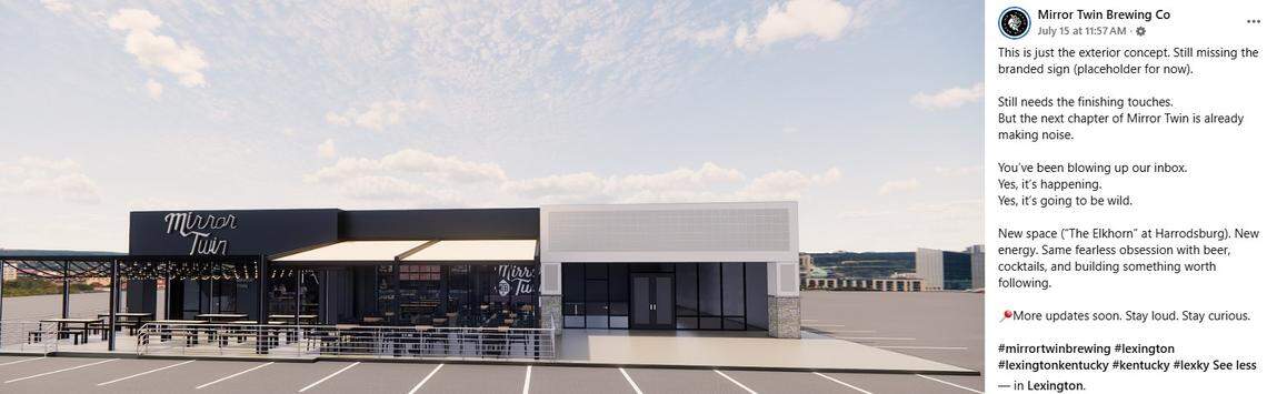 Mirror Twin Brewing will open a second taproom on Harrodsburg Road on Saturday, March 28.