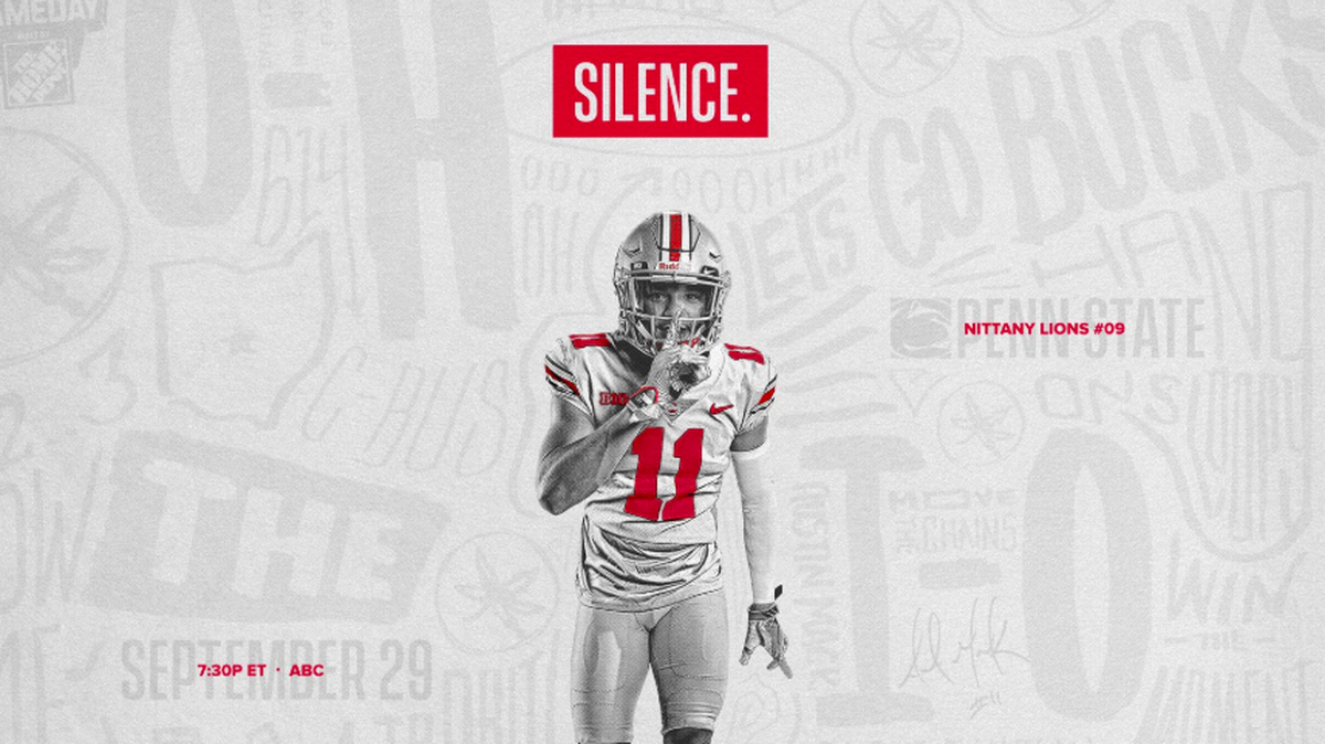 The graphic was promoting a “white out” game against Penn State.