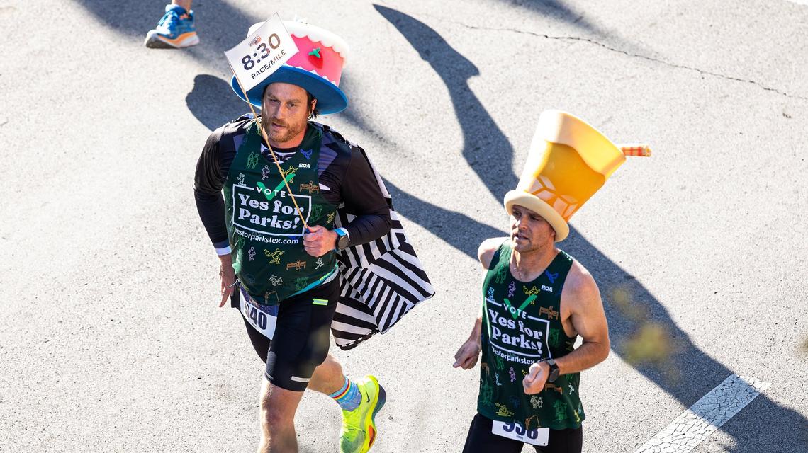 Hats and costumes are always part of the festivities during the Bluegrass 10,000.