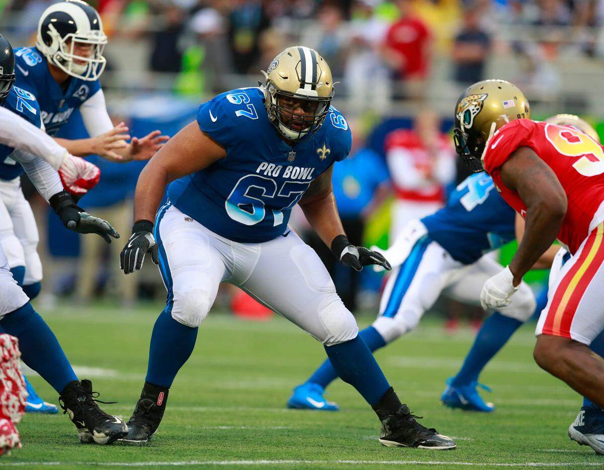 Larry Warford (67) earned a spot in the Pro Bowl last season. The New Orleans Saints lineman is entering his sixth NFL season.