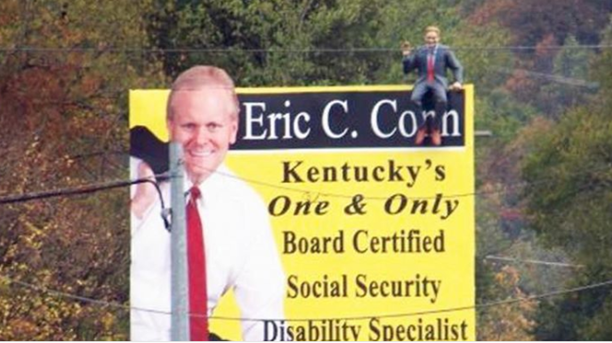 Eric Conn put mannequins atop billboards in Eastern Kentucky to advertise his law practice.