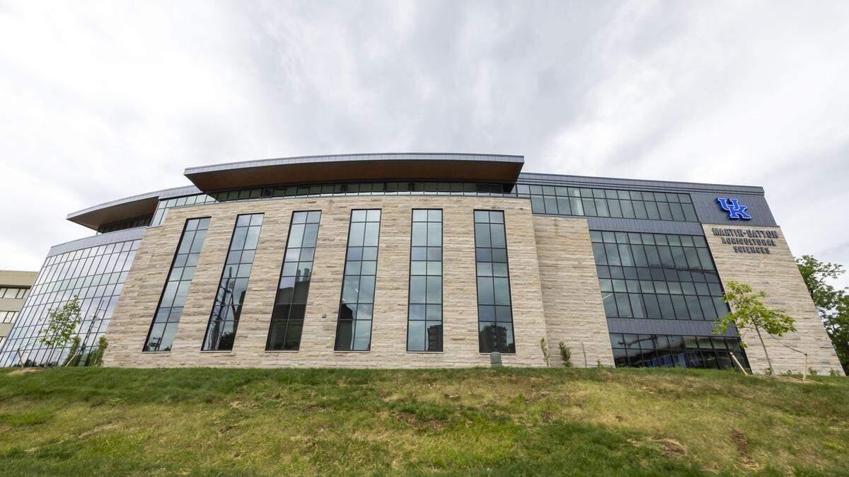The new Martin-Gatton Agricultural Sciences Building, located on the University of Kentucky campus at the corner of Cooper Drive and Nicholasville Road, Wednesday, May 20, 2026, in Lexington, Ky. The $60 million building for the Martin-Gatton College of Agriculture, Food and Environment, took two years to complete.