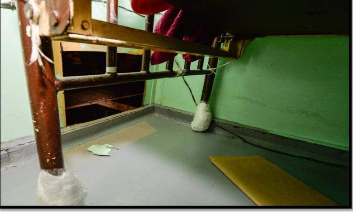 An escape by two inmates from a prison in New York set off a 22-day manhunt. The photo here shows the hole on inmate cut into the wall to get out of his cell.