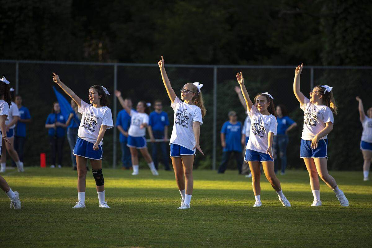 Members of the Breathitt High cheerleading team perform.