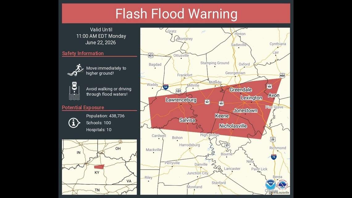 Lexington under flood watch. Several roads, parts of UK campus flooded