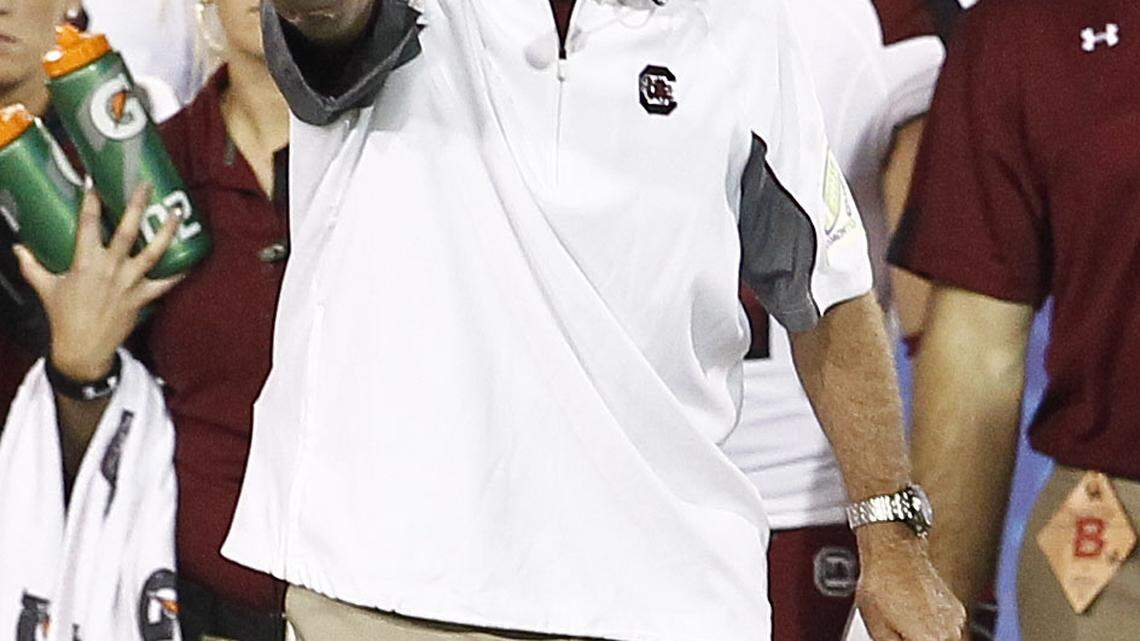 South Carolina Gamecocks head coach Steve Spurrier as  #6 South Carolina defeated Kentucky 38-17  on Saturday  September 29, 2012 in Lexington, Ky. Photo by Mark Cornelison | Staff