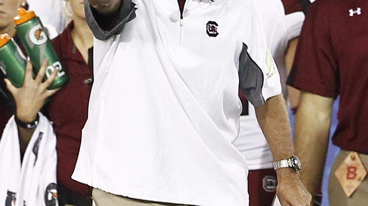 South Carolina Gamecocks head coach Steve Spurrier as  #6 South Carolina defeated Kentucky 38-17  on Saturday  September 29, 2012 in Lexington, Ky. Photo by Mark Cornelison | Staff
