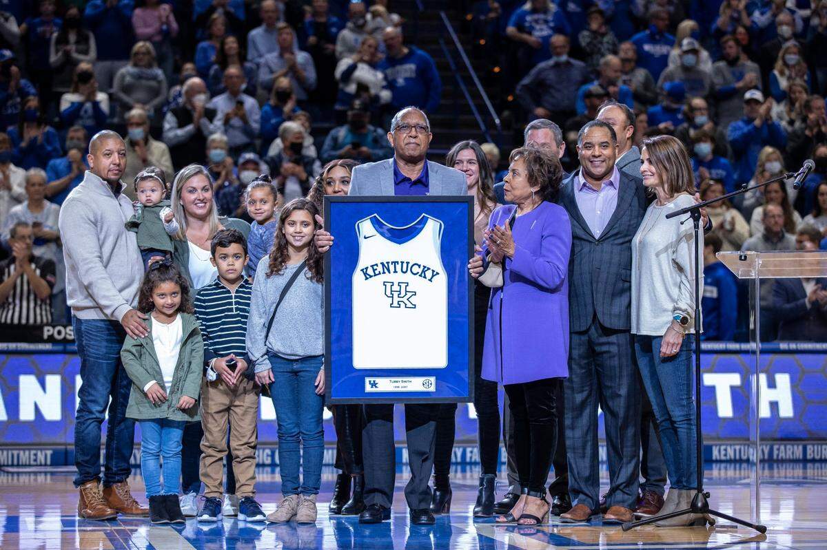 Former Kentucky coach Tubby Smith, who was honored before Friday’s game against High Point, was joined by his family for the celebration.