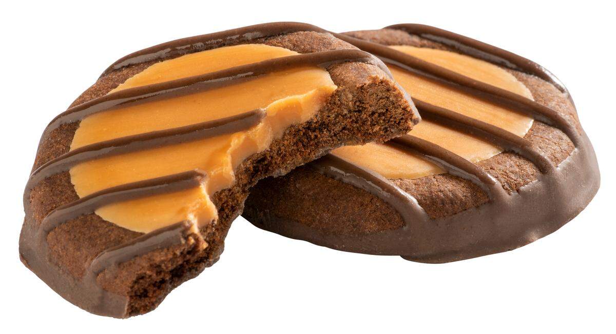 The new cookie: Adventurefuls, a brownie-like chocolate cookie with caramel creme on top.