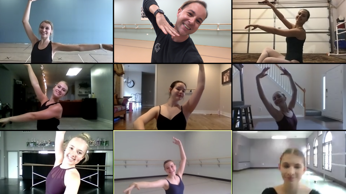 GSA’s dance group poses during their Zoom ballet class