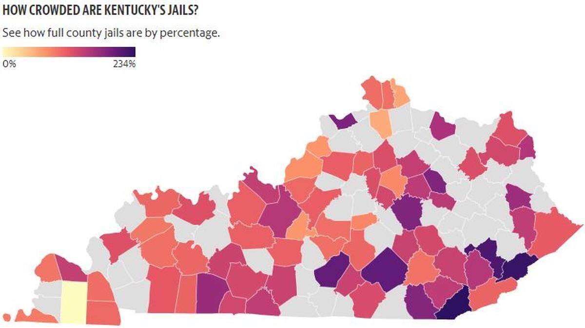 High incarceration rate leaves most of Kentucky’s jails overpopulated. See the data.