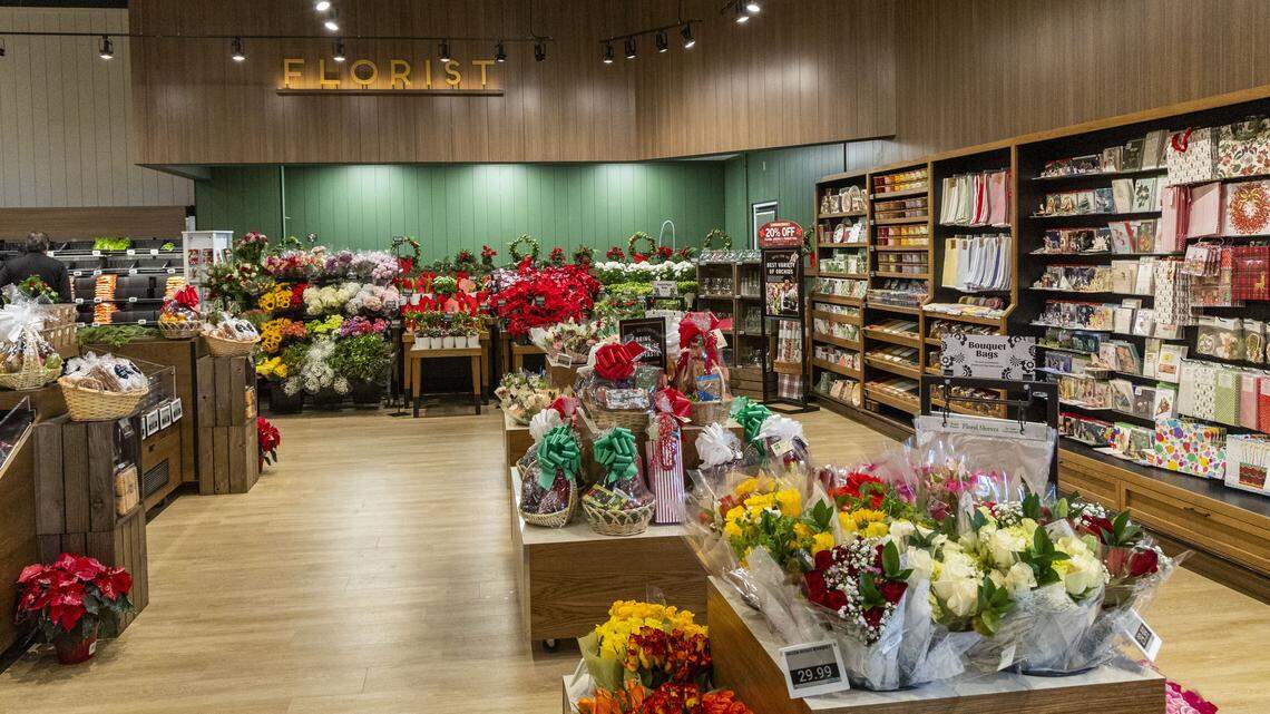 The floral department inside the new Fresh Market, Tuesday, Dec. 9, 2025 in Lexington, Ky. The Hamburg area specialty grocery store opened Dec. 10 at 2321 Sir Barton Way in what was a Buy Buy Baby store.